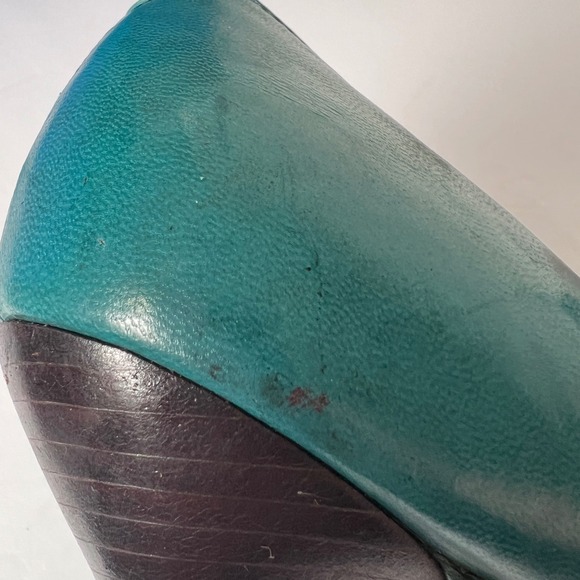 Aerosoles Signature Teal Leather Square Toe Mid Heel Pumps Women's Size 7B - Picture 11 of 11